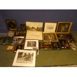 Qty of mixed pictures & prints of biblical interest and naive art scenes, some pictures of Naval