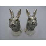 Pair of silver plated condiments in the form of hares