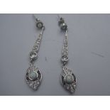 Pair of cubic zirconia arid deco style drop earrings