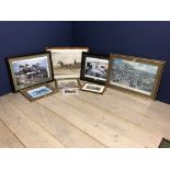 Qty of racing prints, some signed to include 'Derby Day' Terence Cuneo, Desert Orchid D French &