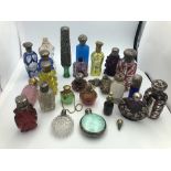 A collection of C19th & C20th silver, white metal, gilt and mounted glass scent bottles, various