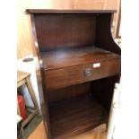 Bamboo corner shelf, small shelving unit and a folding table