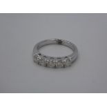 18ct White gold 5 stone ring of approx 1.2cts size M