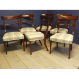 6 mahogany Dining chairs, with shaped curved back and cream upholstered seats 87H cm