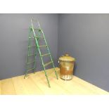 Garden incinerator complete with lid & green metal ladder