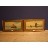A BRITTS, C19th, watercolours, "On the Thames" & "Eastbourne Fishing Boats" signed, 24 X 32cm framed