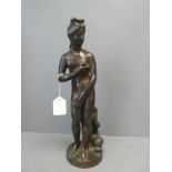 A Bronze model of a nude, of Venus with a fish 35H cm