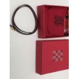 Carolina Herrera red burgundy leather bracelet, in original box, never used PURCHASERS: PAYMENT BY