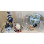 Quantity of general china to including slop pale with cane handle, two Beswick dogs, quantity of