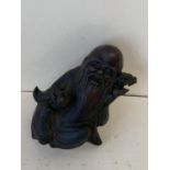 Chinese Bronze of a seated bearded man 17cm H seal mark to back CONDITION: General wear