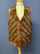 Favourbrook of London, unusual bespoke pheasant leather waistcoat CONDITION: 1 button missing.