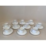 Royal Doulton Platinum Concord modern 10 piece coffee cups and saucers