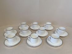 Royal Doulton Platinum Concord modern 10 piece coffee cups and saucers