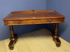 Good quality William IV mahogany side table with one long drawer on turned end supports 125cm W 59