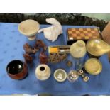 Mixed lot of various English and Oriental china, wooden figures etc