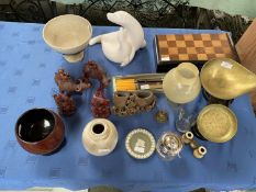 Mixed lot of various English and Oriental china, wooden figures etc