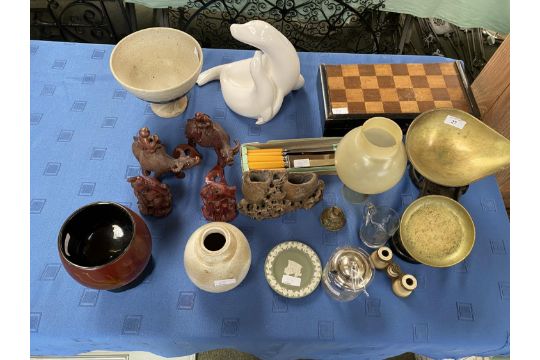 Mixed lot of various English and Oriental china, wooden figures etc - Image 1 of 9