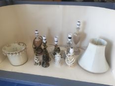 9 various table lamps, and various shades CONDITION: all used and with minor wear