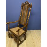 C18th Walnut high back arm chair with bergère seat & back CONDITION; frame slightly marked