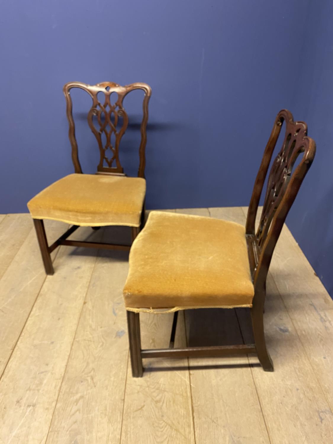 Pair of good C19th mahogany Chippendale style side chairs - Image 2 of 3