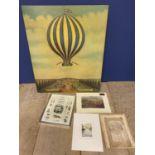 Qty of decorative prints to include Ballooning, Yorkshire Moors, Picture Frame Gilder, Pencil