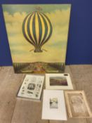 Qty of decorative prints to include Ballooning, Yorkshire Moors, Picture Frame Gilder, Pencil