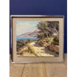 L POTRONAT, oil on canvas, Mediterranean scene, bears writing Verso "Baie D'Agay, South of Frame, By
