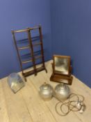 Towel rail, pair of lamps and 2 mirrors CONDITION: rail with some damage, and general wear to