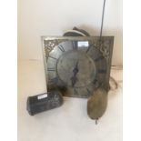 Thirty hour, single handed clock movement, with brass and silvered dial, signed Stedman, of