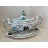 Large French early C19th French lidded tureen on a matching base by Veuve Perrin (1748-1803)