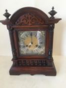 Victorian walnut cased German striking mantel clock, by Philip Hass Baden, silvered chapter ring