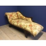 Late Regency show frame scroll ended chaise longue, on swept legs and castors, 180cm Long