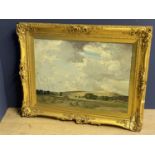 PERCY LANCASTER ( 1878-1951 ) Oil on canvas "The Sussex Downs" signed lower right, Gilt Mount