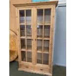 Large glazed pine door door bookcase cabinet