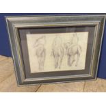 Print AFTER Degas, pencil drawing of Degas race horses 23x33cm