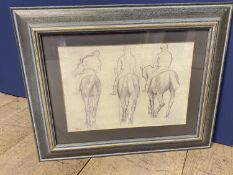 Print AFTER Degas, pencil drawing of Degas race horses 23x33cm