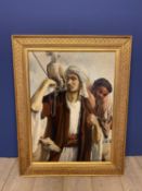 C19th Continental School oil on canvas "Arab with hawk and hound" indistinctly signed lower right 97