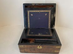 Victorian brass bound walnut veneer writing box (for restoration)