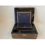 Victorian brass bound walnut veneer writing box (for restoration)