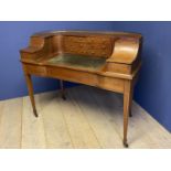 Edwardian inlaid mahogany Carlton House desk with brass galleried top, 122cmL CONDITION: some losses