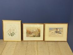 CHARLES SIMS RA Watercolour, On the Dunes, bares Verso label from The Fine Art Society dating 19/3/