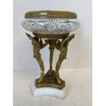 Classical style gilt bronze triform centre piece 22cm H 15cm Diam CONDITION: No visible signs of