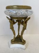 Classical style gilt bronze triform centre piece 22cm H 15cm Diam CONDITION: No visible signs of