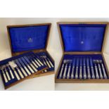 Oak cased set of Mappin & Webb Princes plates, fish knives & forks - 12 place setting with key &