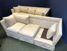 Pair of cream sofas (some cushions missing)