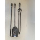 Set of 3 C19th steel fire irons