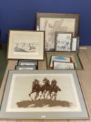 Quantity of racing pictures and prints and humerous equestrian prints