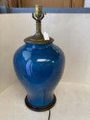 Chinese blue ceramic lamp 68cm height including fittings