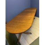 Modern reproduction triple pedestal dining table, condition - some general wear, marks and chips