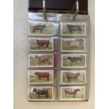 Several sets of cigarette cards in an album; British Livestock, Cries of London, Shakespearean